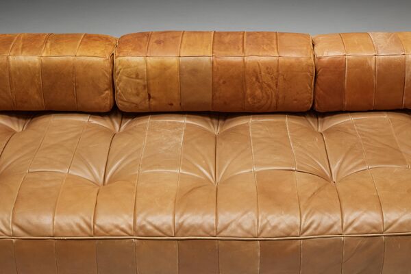 Banquette-lit DS80 de De Sede en cuir cognac, Suisse, années 1970