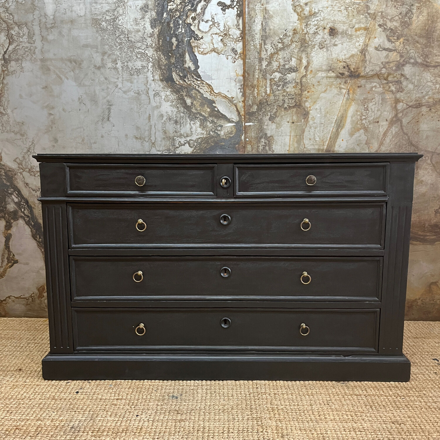 Black velvet empire chest of drawers