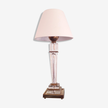 Lampe de table française en lucite et laiton, milieu du siècle