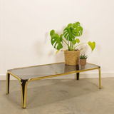 Vintage coffee table in brass and smoked glass