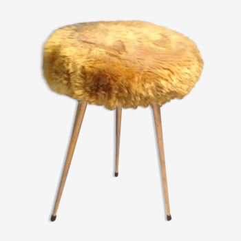 Tabouret vintage en moumoute