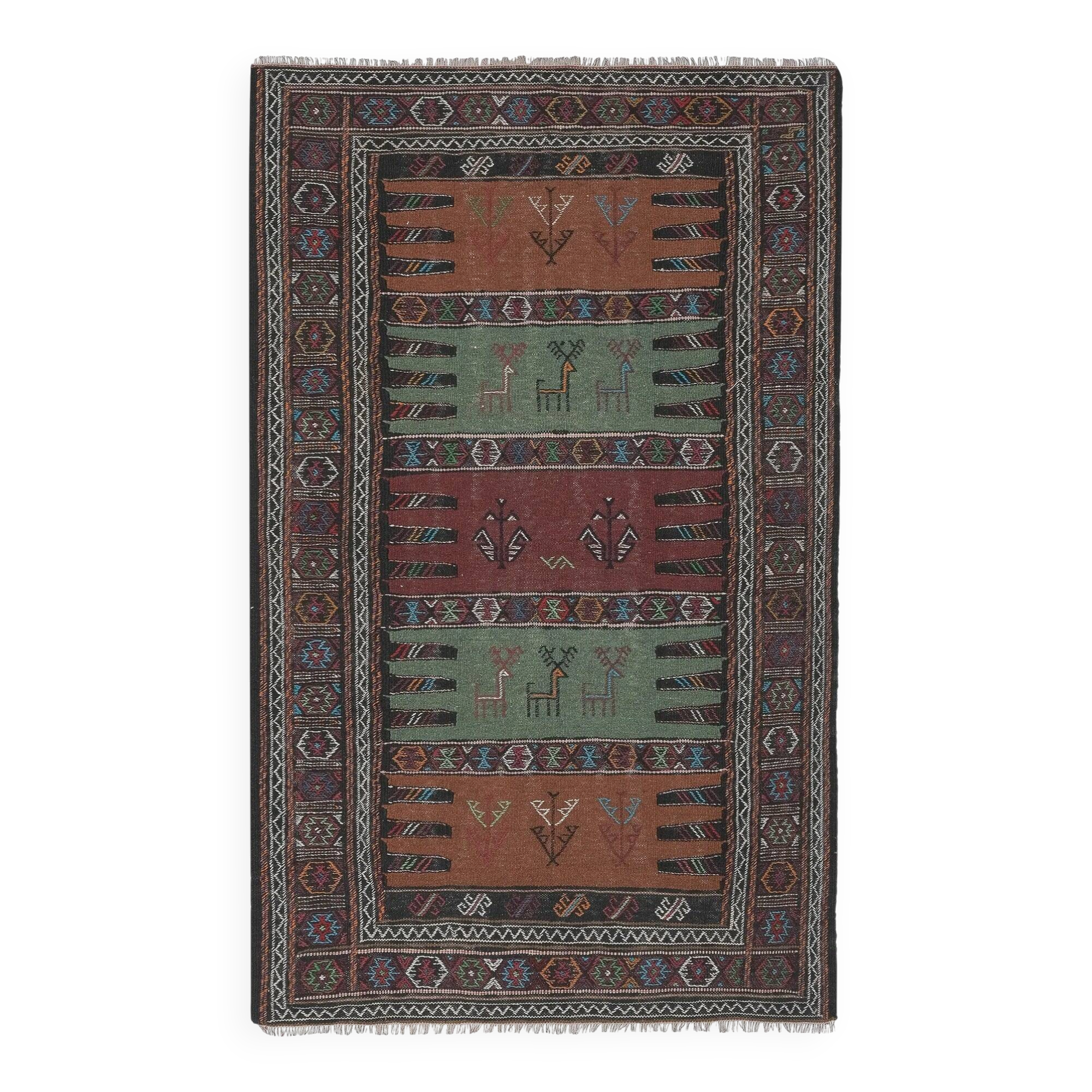 Vintage Turkish kilim handwoven 102x163 cm