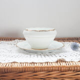 White and gold porcelain sauceboat Genuine SEP porcelain France selection