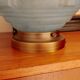 Vintage ceiling light in light blue glass with new frame.