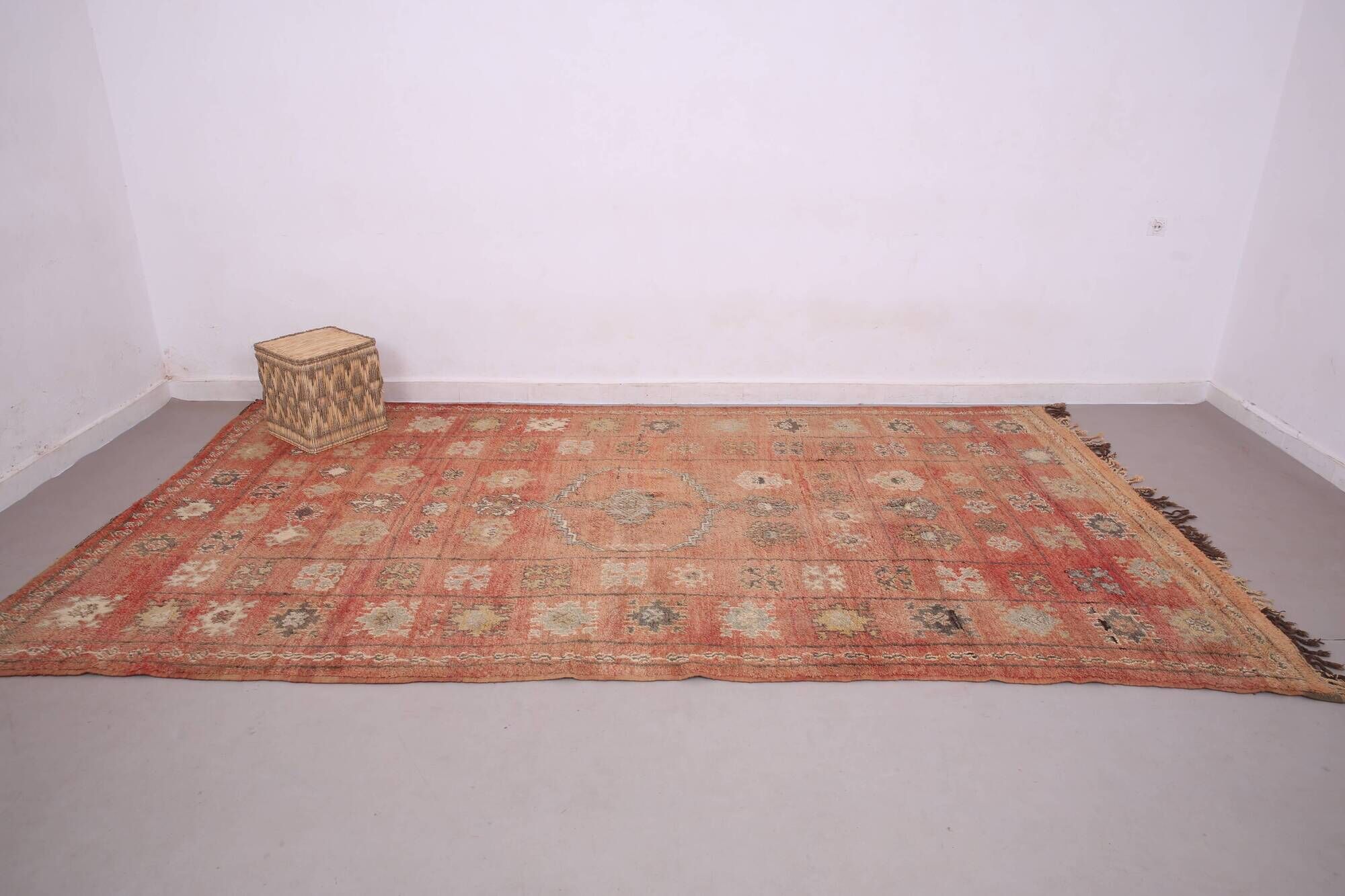 Terracotta Vintage Moroccan Rug 206 x 370 cm - Berber Wool Rug Handmade