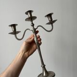 3-light candlestick in silver metal