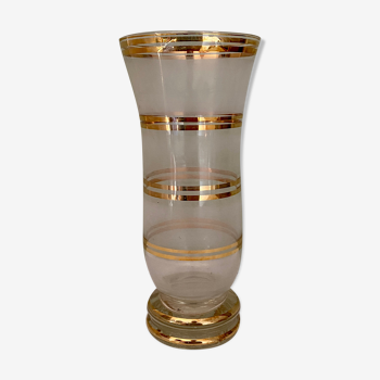 Vintage art deco glass vase with gilded borders