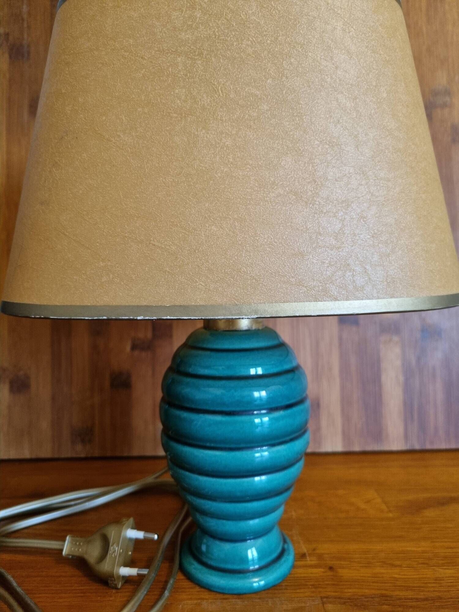 Vintage 50s bedside lamp in green ceramic
