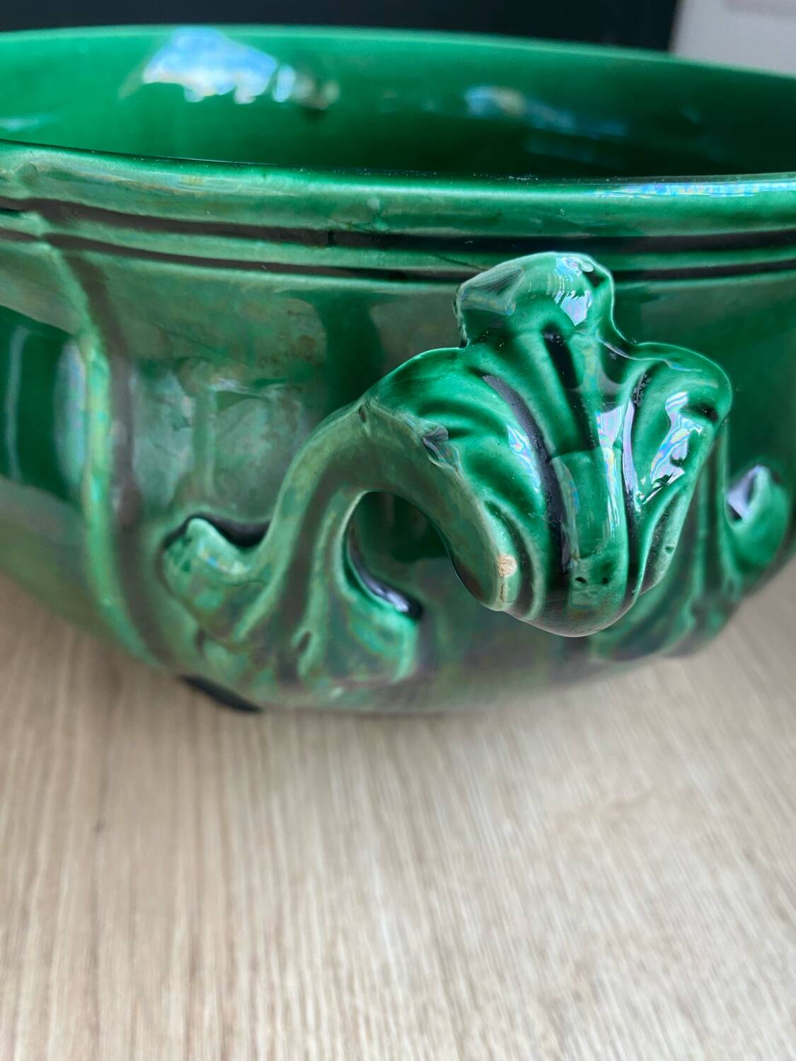 green earthenware soup tureen