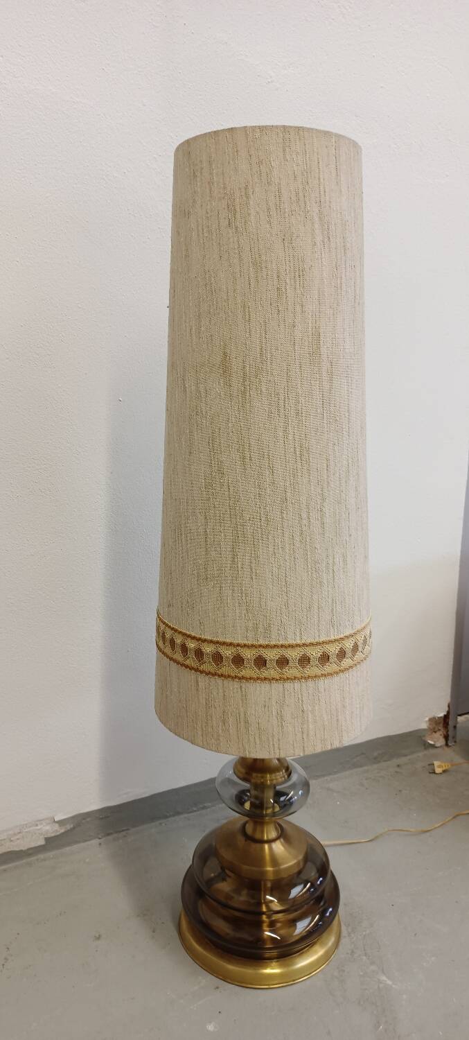 Glass and brass floor lamp