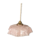 Suspension vintage opaline rose mouchetée et laiton