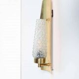 Vintage glass wall sconce from the 1960s in brass, mid-century light.