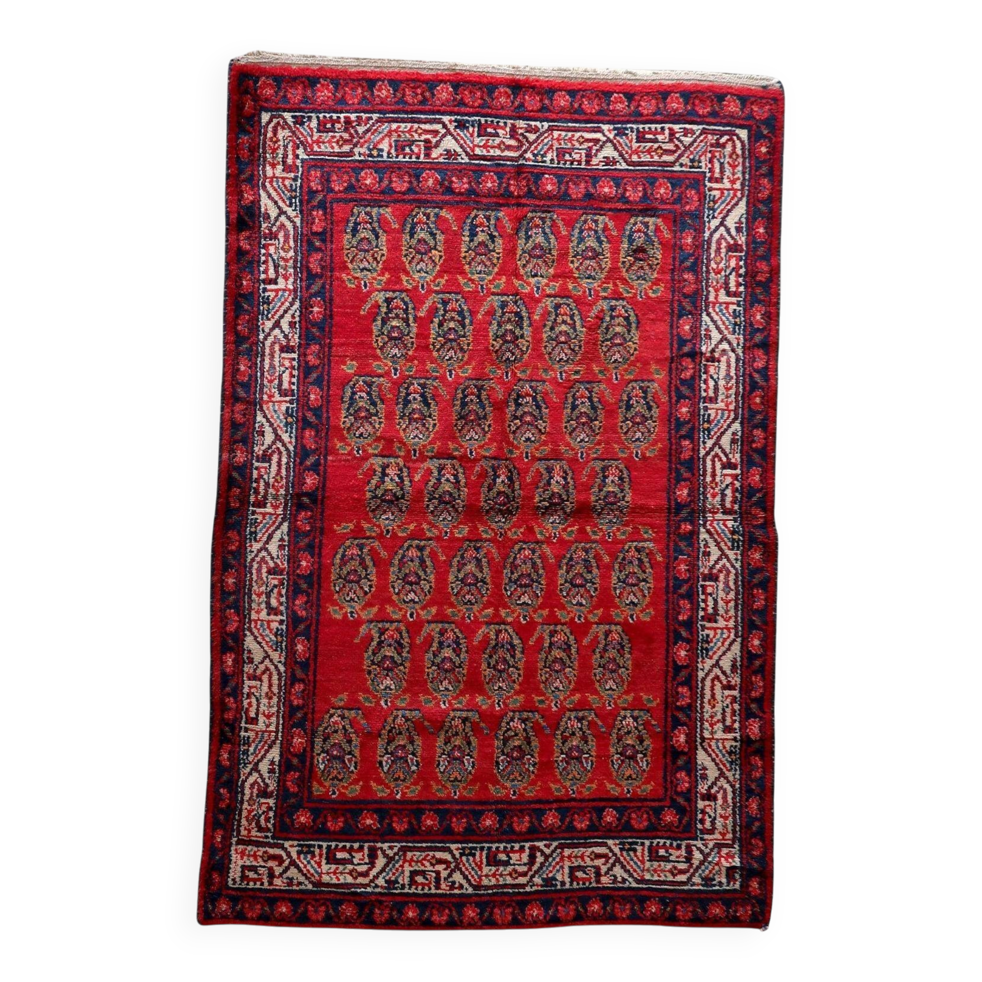 Handmade vintage Persian Hamadan rug 137cm x 210cm, 1960s