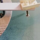 White opaque glass ceiling light and golden metal sun