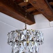 Lustre Kinkeldey 2 niveaux cristaux Allemagne 1970