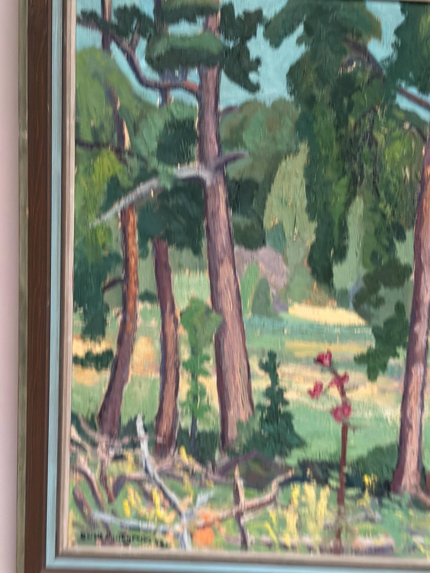Huile su panneau suédoise – « Forêt » par Bertil Lundgren (1900–1979)