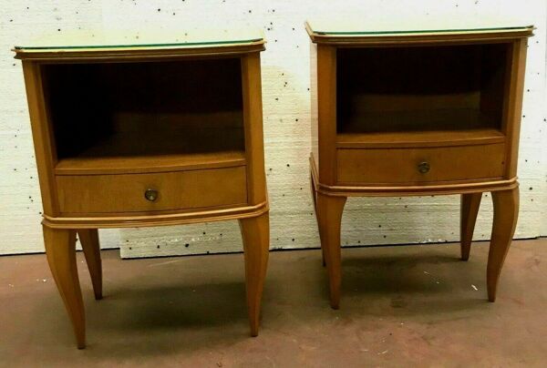 Paire de tables de chevets art déco en placage de bois clair xx siècle