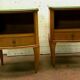 Pair of art deco bedside tables in 20th century light wood veneer