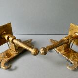Pair of gold metal wall lamps Ferro Arte, 60s-70s