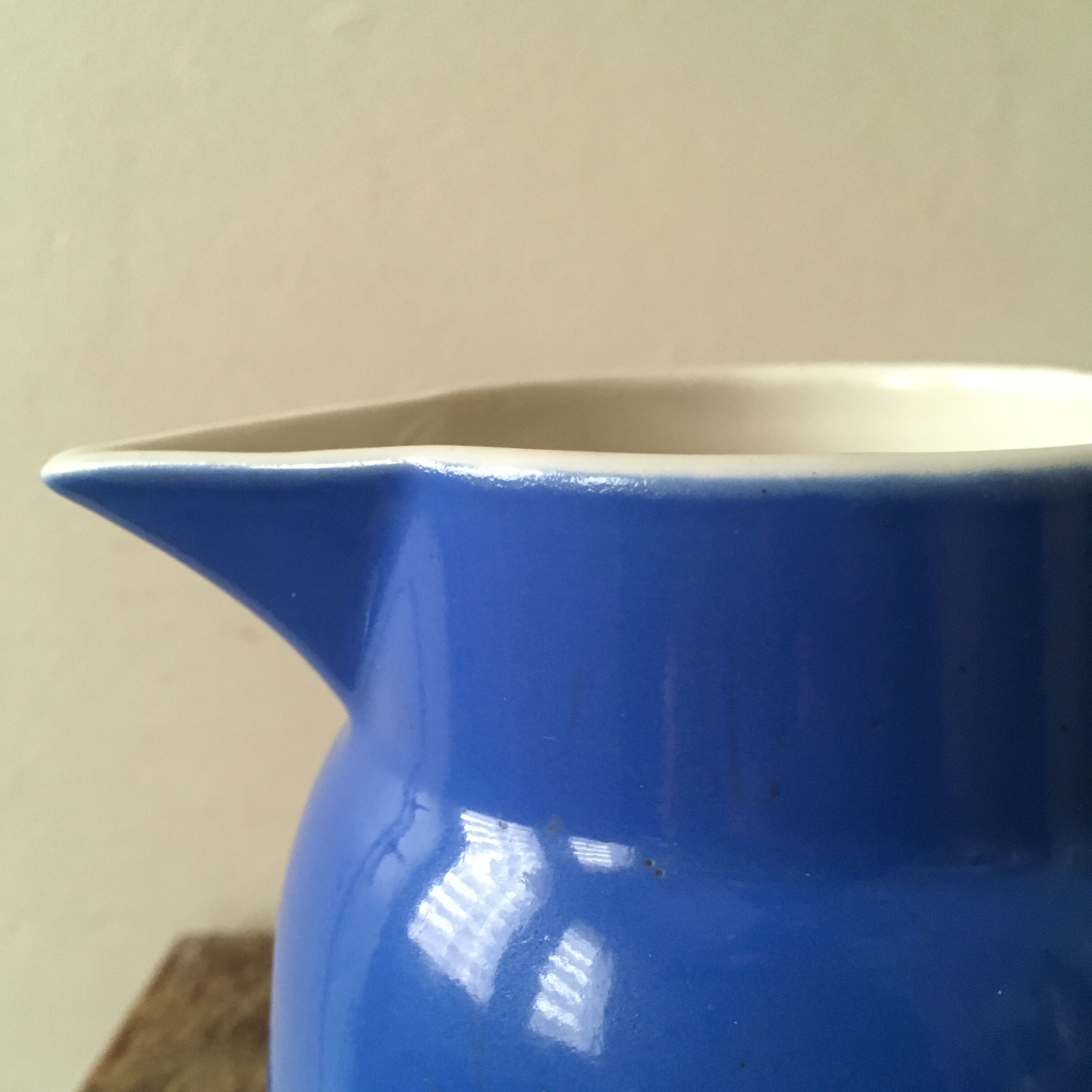 Pitcher of table old ceramic color bright blue