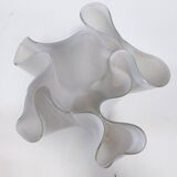 White Glass Vase "Fazzoletto" by Giorgio Berlini, Italy