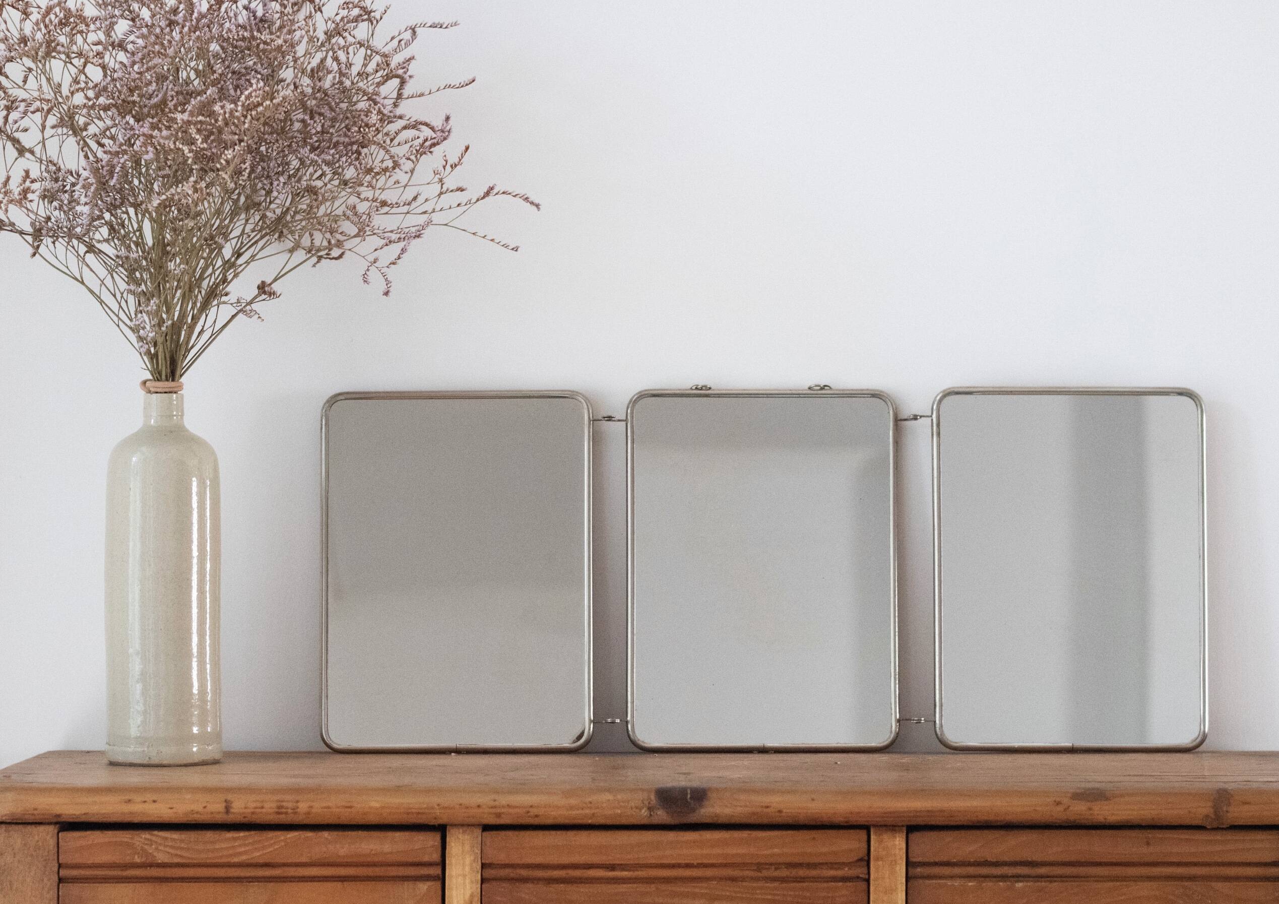 Vintage triptych barber mirror