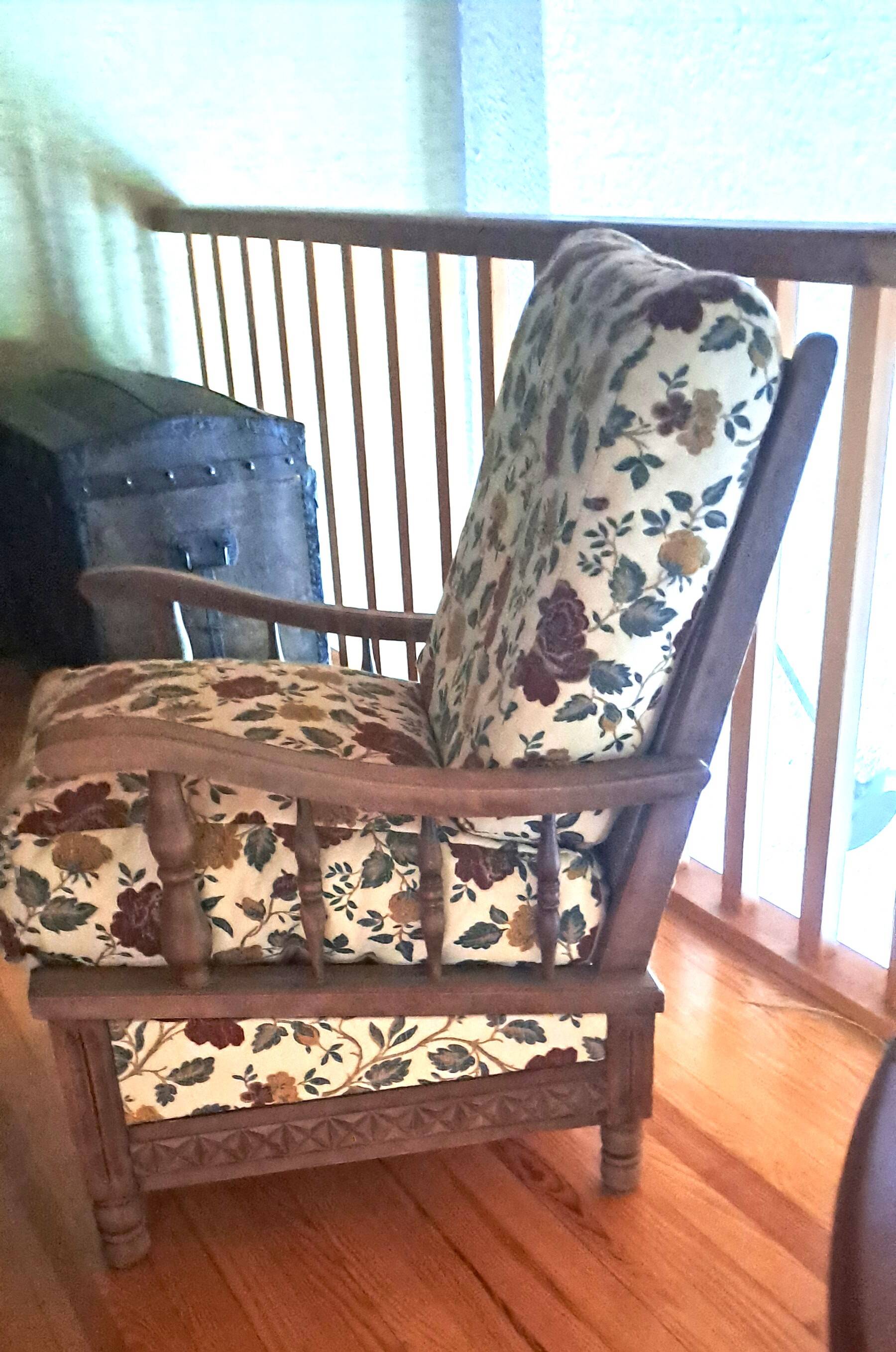 Fabric and wood armchair, comfort, relax, 1950s