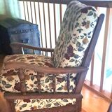 Fabric and wood armchair, comfort, relax, 1950s