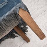 1970s, Danish 2-seater sofa, blue furniture velour, oak wood legs.