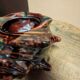 Shell-shaped catchall in Vallauris style.