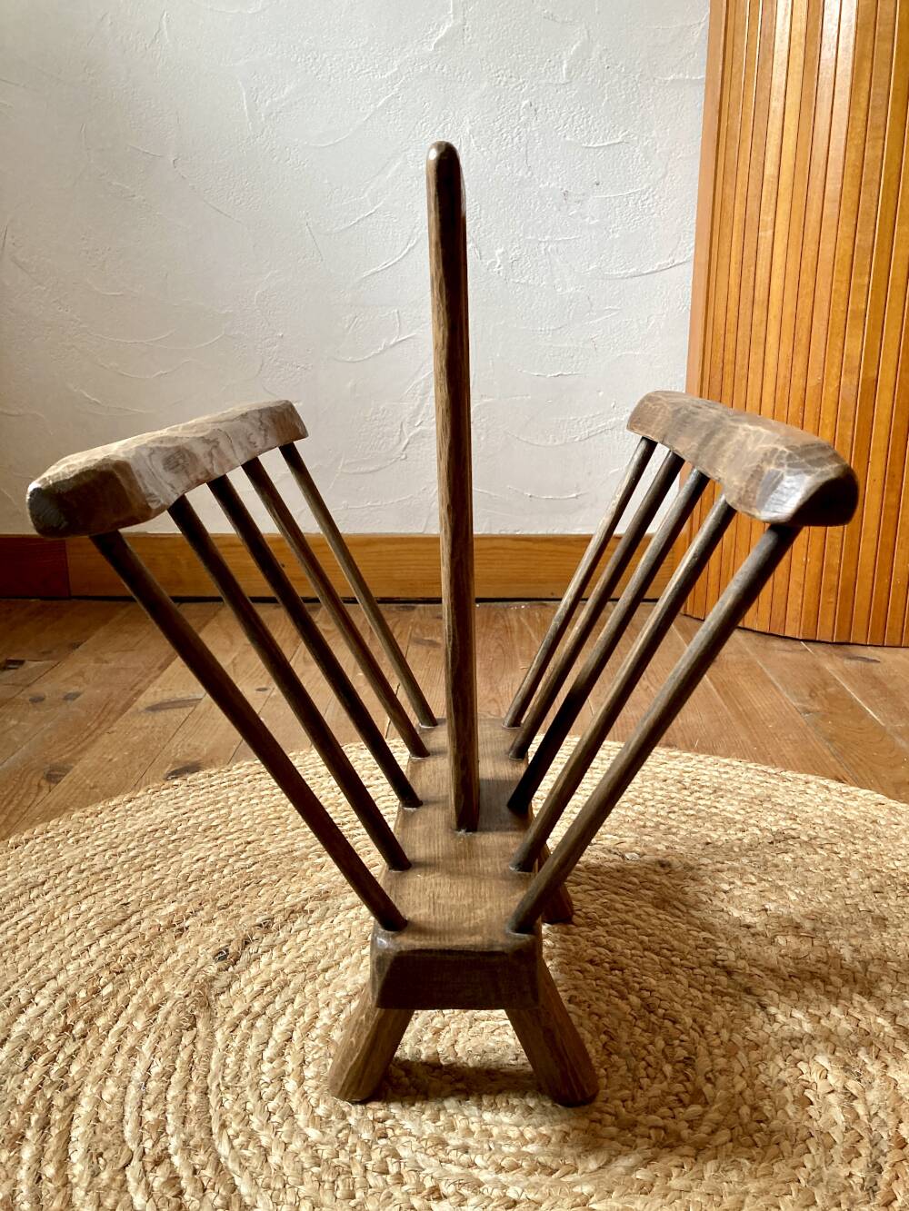 Brutalist magazine rack in the style of Jean Touret, 1950s.