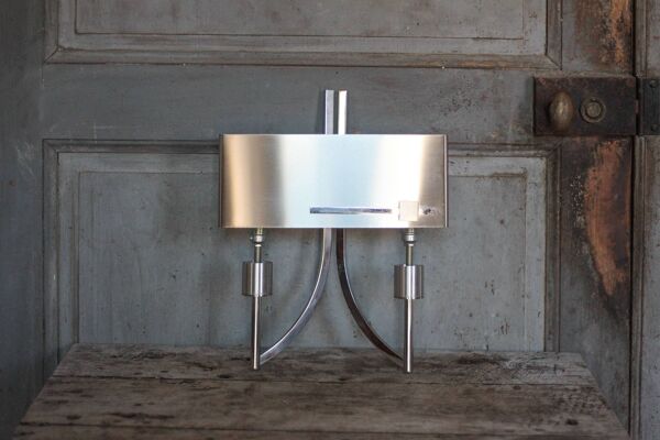 Applique vintage, applique murale acier chromé, applique Jean Gandelin