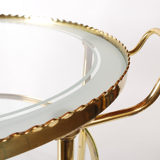 Mid century polished brass serving trolley, 1930's cocktail bar cart