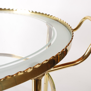 Mid century polished brass serving trolley, 1930's cocktail bar cart