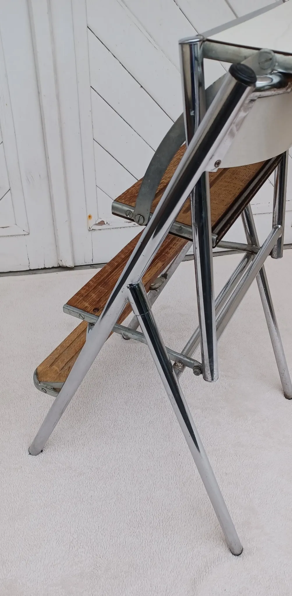 Wood and formica step stool chair