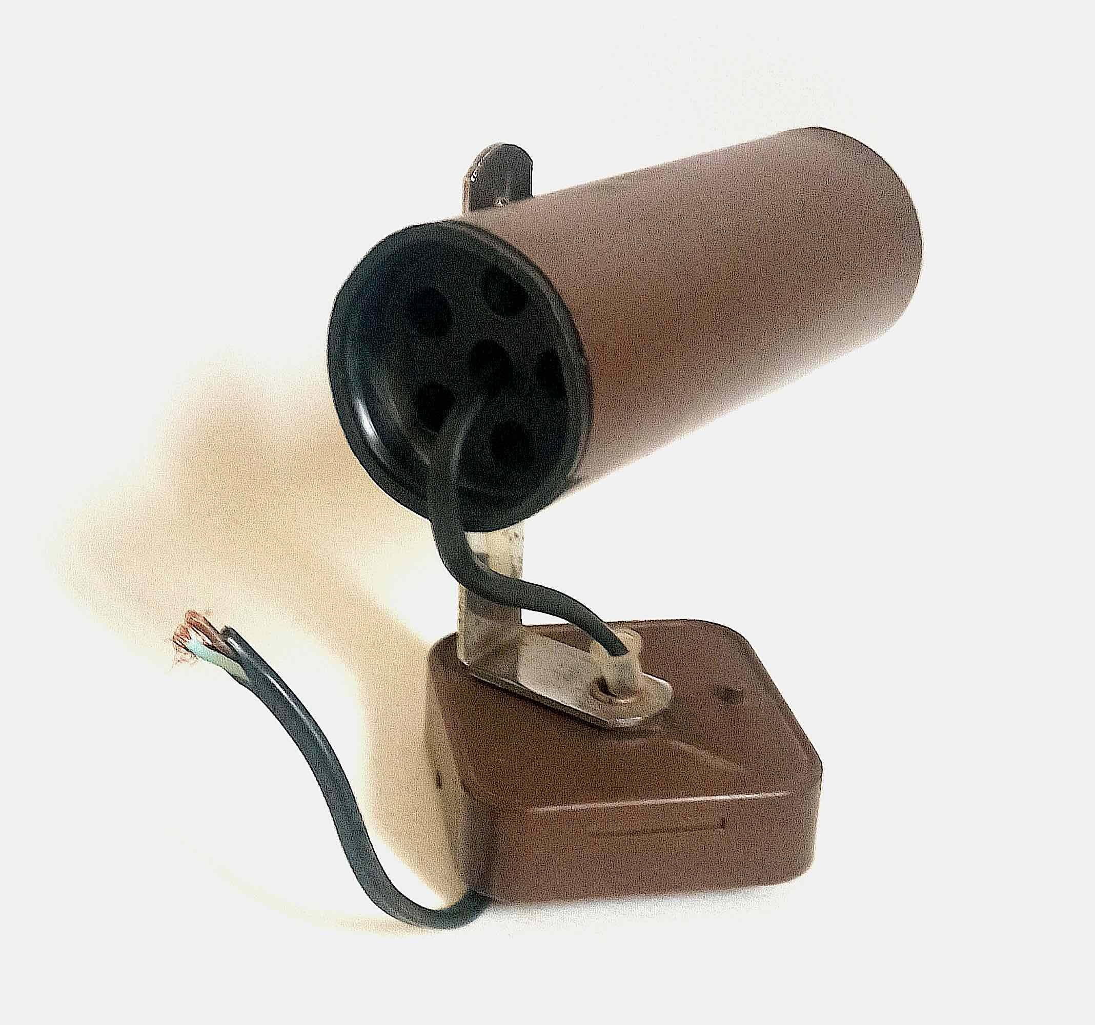 Pair of 70s dark brown adjustable wall lights