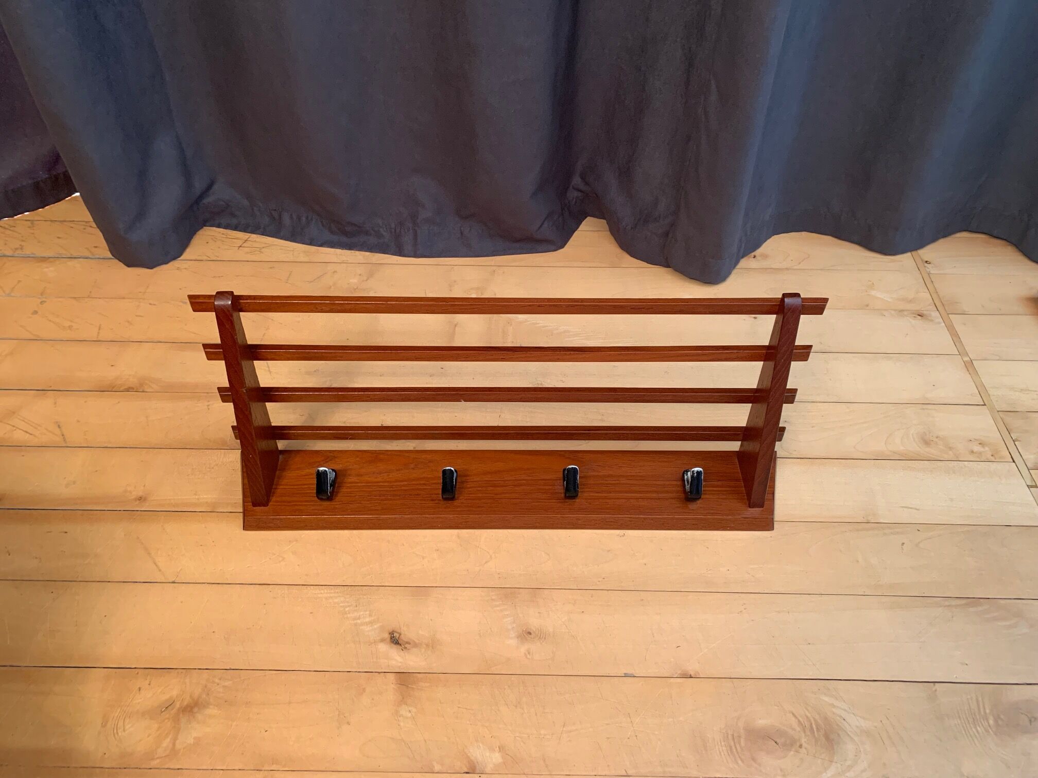 Teak wall coat rack, Denmark, 1960s