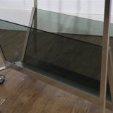 Table d'appoint en alu et verre 1970