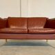 Vintage Danish mid-century Mogens Hansen 2 person cognac leather sofa