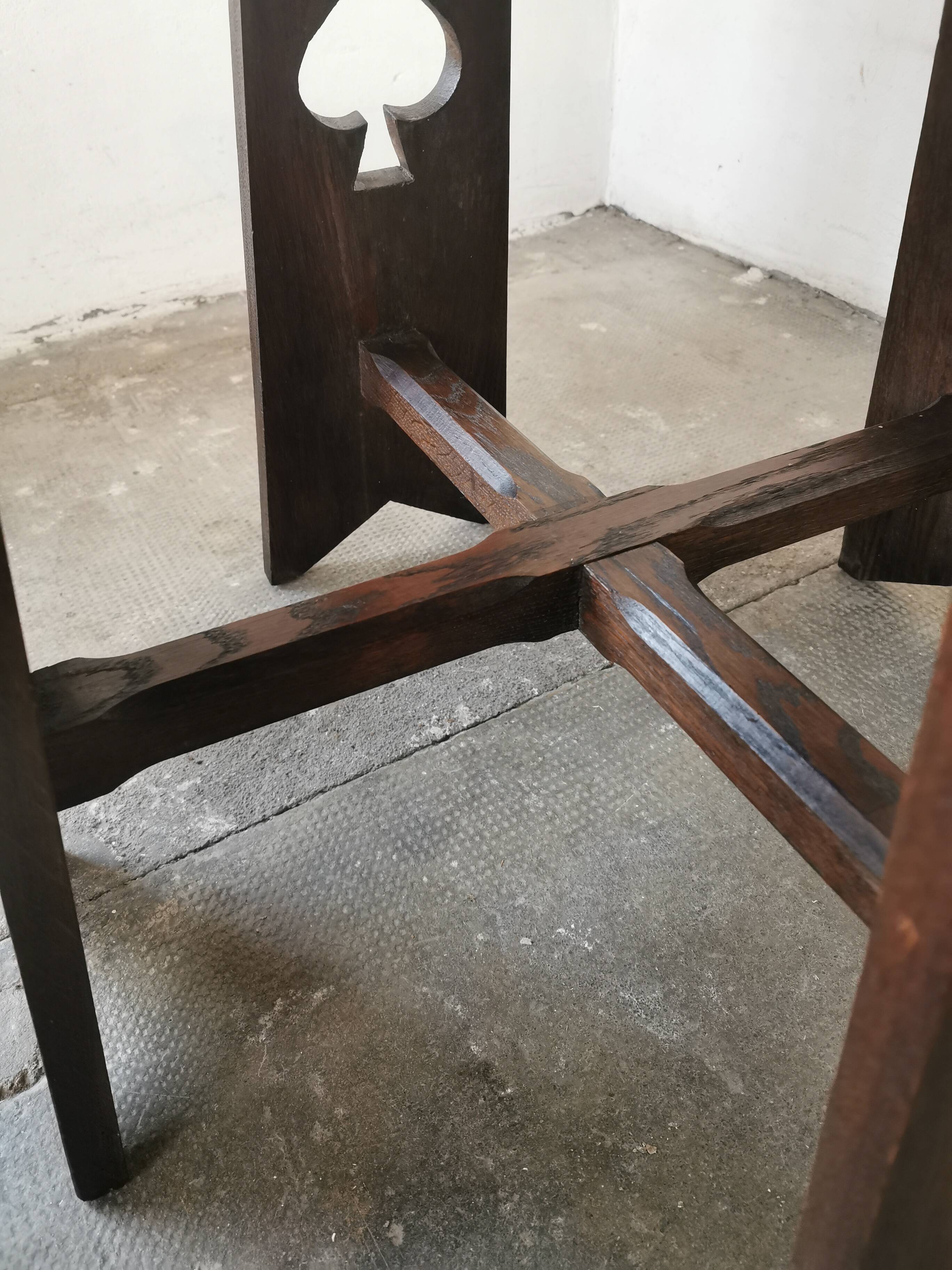 Arts and crafts style oak side table, 1950s