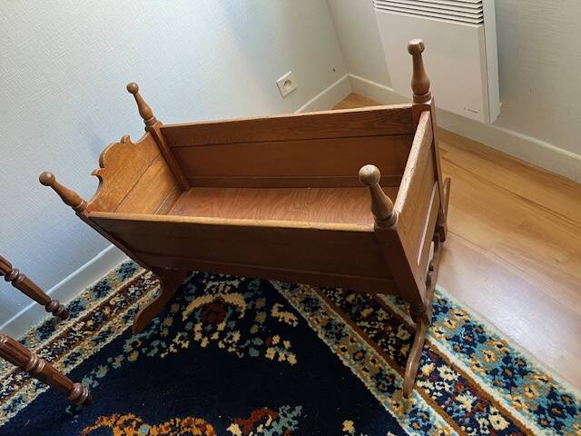 Vintage solid oak rocking cradle