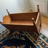 Vintage solid oak rocking cradle