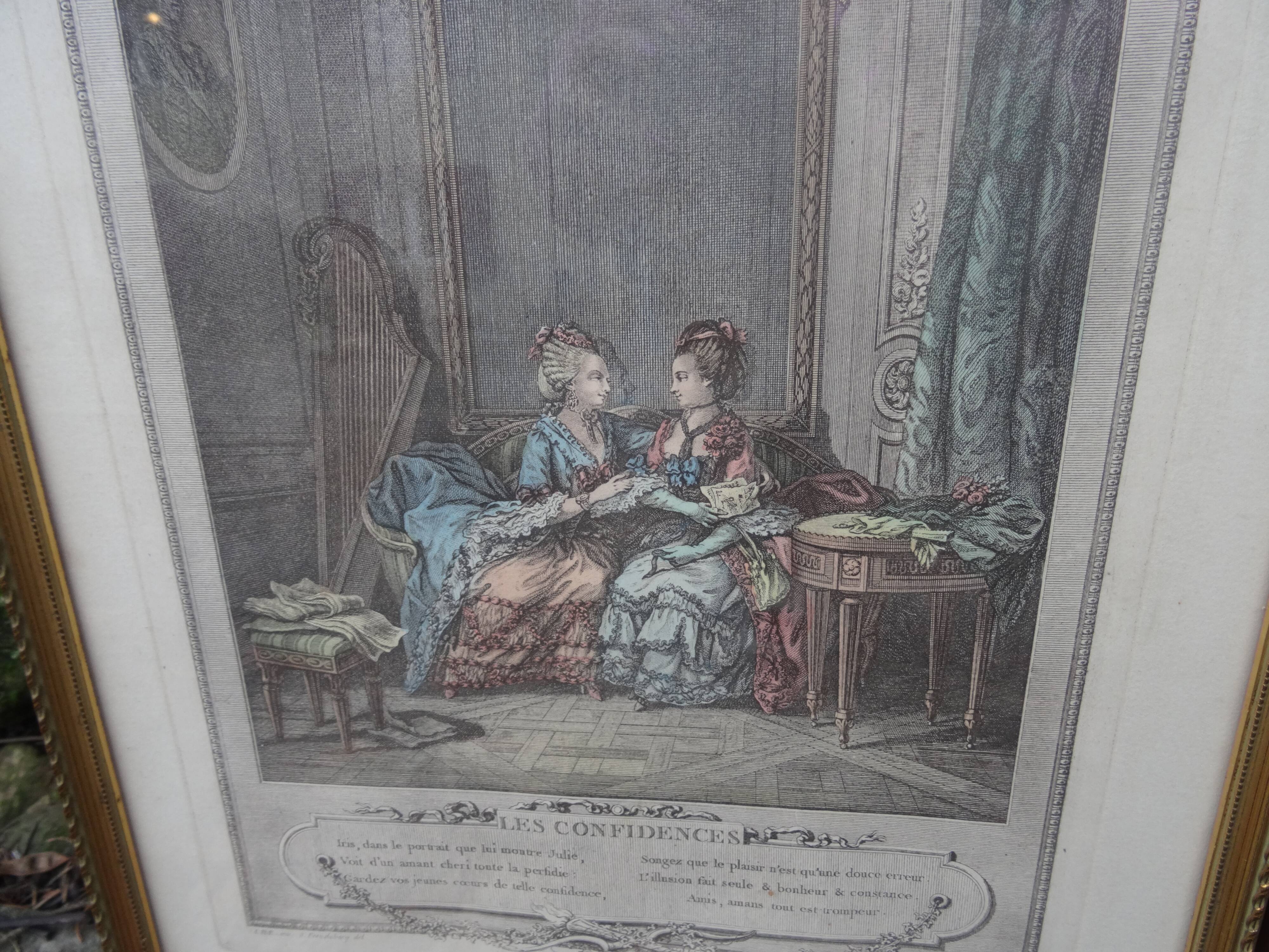 Duo of antique prints framed with canopies