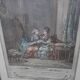 Duo of antique prints framed with canopies