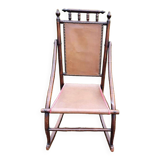 Leather and bamboo rocking chair