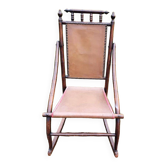 Leather and bamboo rocking chair