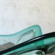 Large amber and green glass cup