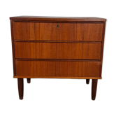 Commode en teck danoise de style mid-century moderne avec trois tiroirs – années 1960