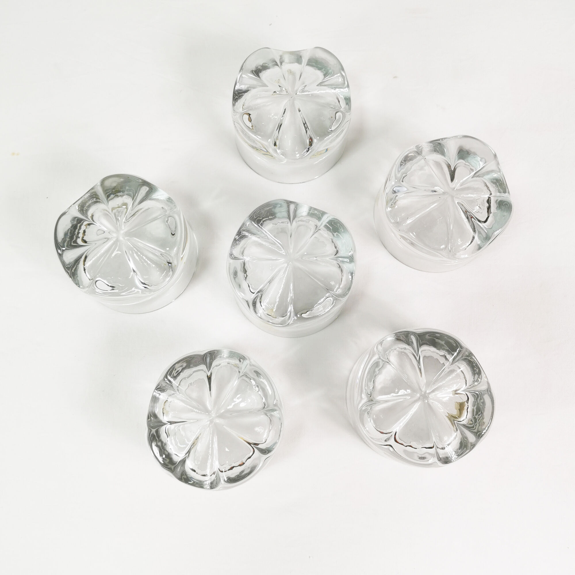 Crystal dessert salad bowls, Krosno, 1970s
