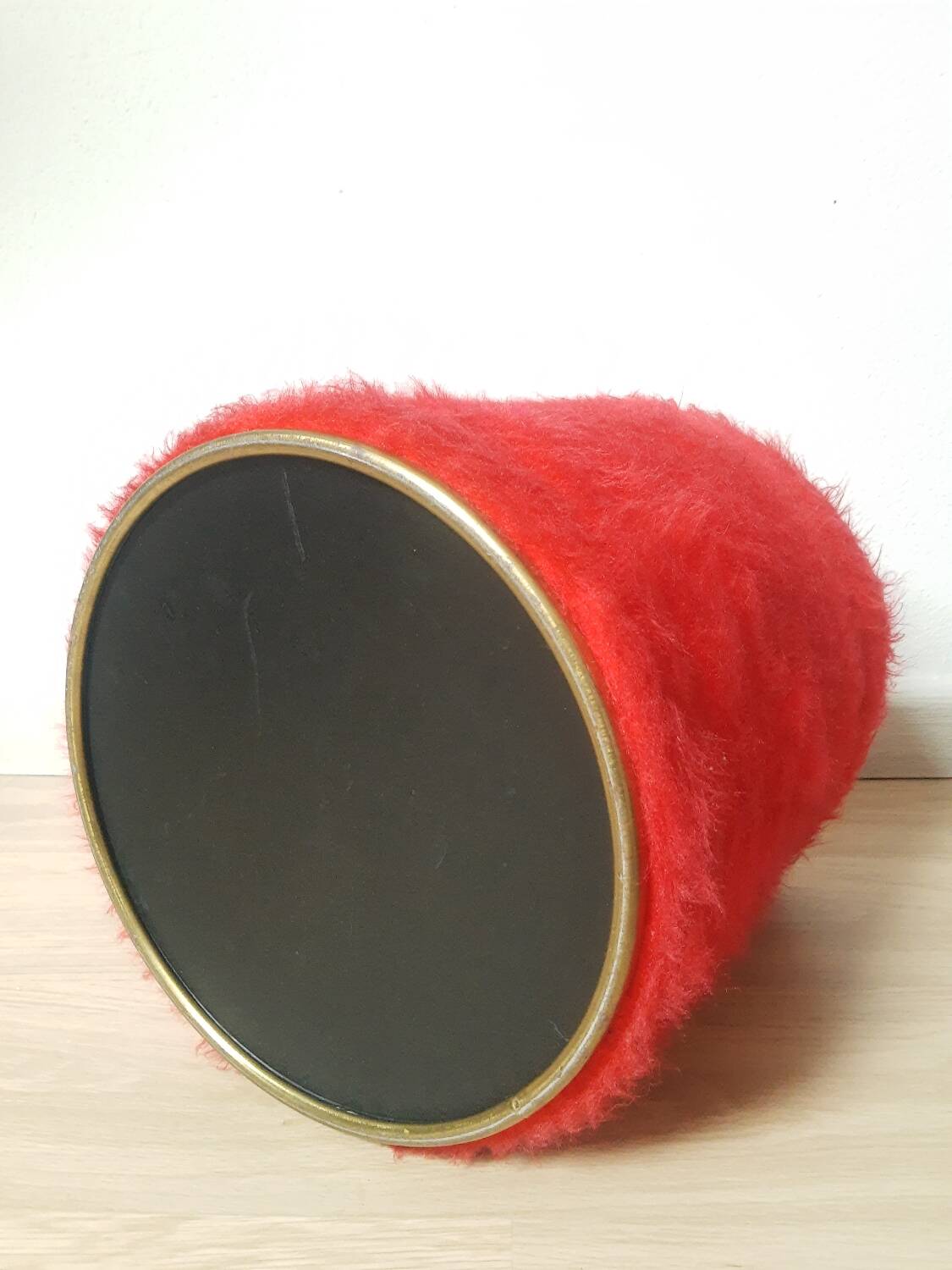 Vintage red moumoute chest stool pouf